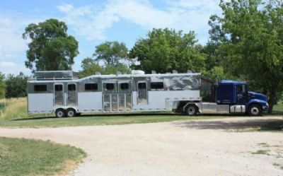 Photo of a 2005 Silverado 4 Horse Trailer With Living Quarters And 1999 International L26 Western Hauler for sale