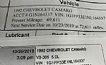 1992 Camaro RS Convertible Thumbnail 66