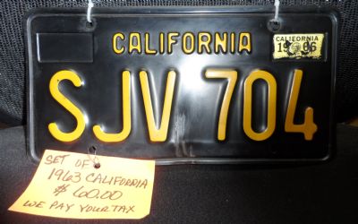 1963 California License Plate SET Front And Back License Plate