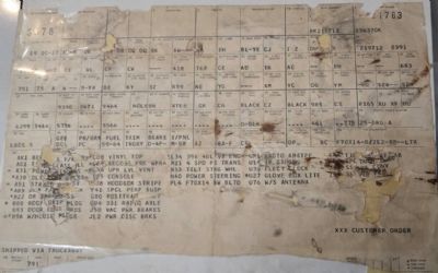 Photo of a 1970 Chevrolet Chevelle Build Sheet Protecto 396 4SPD 12 Bolt Rotissorie for sale